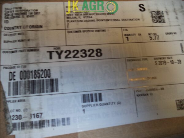 TY22328 Przewód chłodzący podgrzewacza John Deere org.