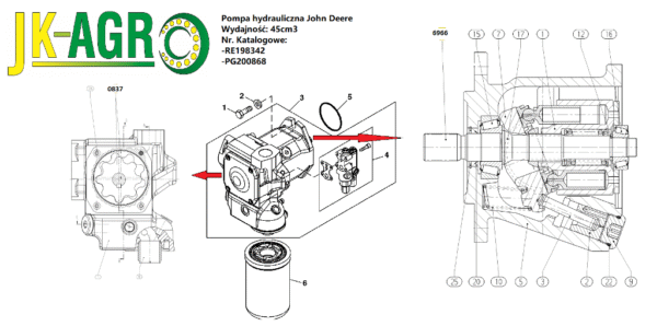 RX0837 Rexroth Zestaw koła zębate  H= 27mm ( RE198342 PG200868  45cm3)